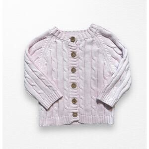 Jake and Jill Pink Cable Knit Cardigan, 6-12 Months